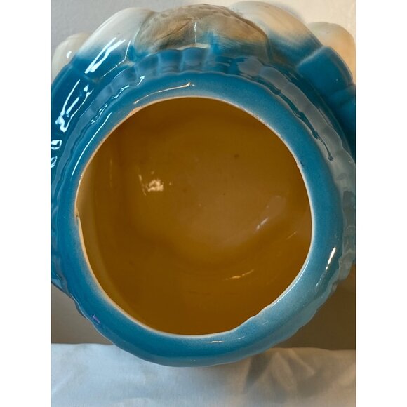 Welcome Cookie Jar Ceramic White Teddy Bear Blue Sweater Cookie Taiwan VTG - Picture 10 of 13